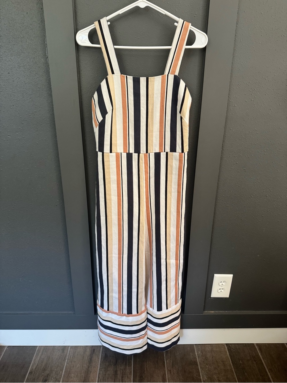 ASOS Striped Wide-Leg Jumpsuit in Navy, Cream & Rust